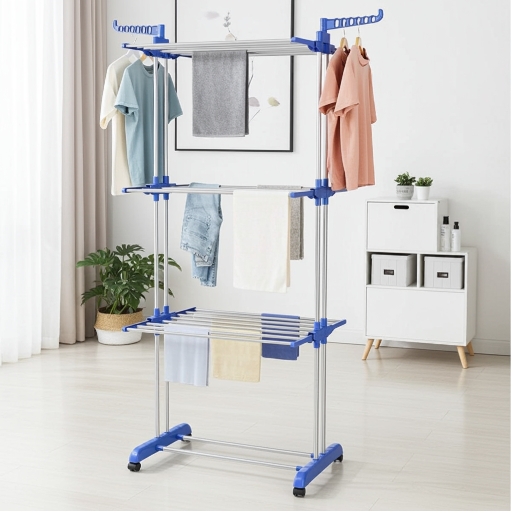 Uscator vertical, mobil si pliabil pentru rufe cu suport umerase,