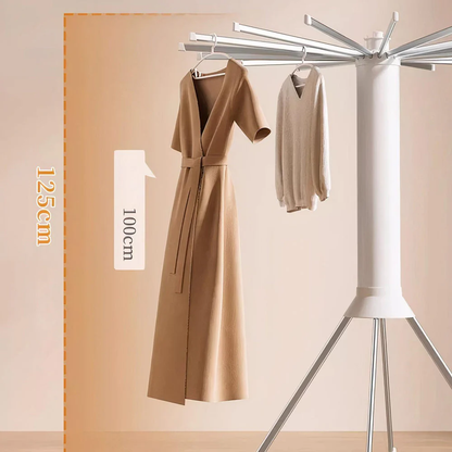 Uscător de Rufe tip Trepied, Pliabil și Compact, cu 16 Brațe Rotative, pentru Interior și Exterior