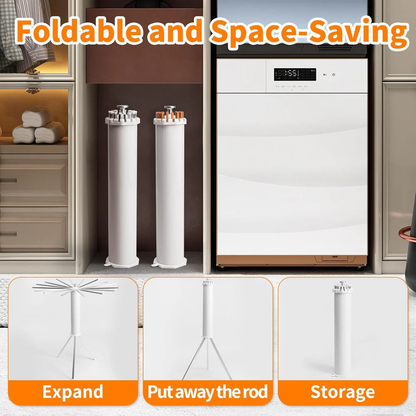 Uscător de Rufe tip Trepied, Pliabil și Compact, cu 16 Brațe Rotative, pentru Interior și Exterior