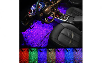 Set 4 LED Auto De Interior, A10 USB, 7 Culori  RGB