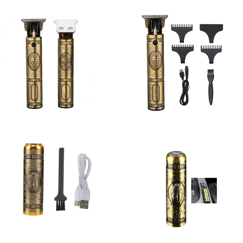 Set Aparat Tuns Cu Precizie Pentru Contur + Aparat De Ras  Electric Cu Incarcare USB