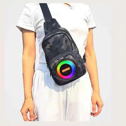 Rucsac cu  boxa portabila, Bluetooth 5.0, lumini RGB, FM, TWS si power bank, 17 x 10.5 x 19.5 cm