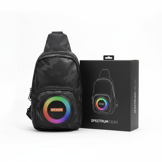 Rucsac cu  boxa portabila, Bluetooth 5.0, lumini RGB, FM, TWS si power bank, 17 x 10.5 x 19.5 cm.