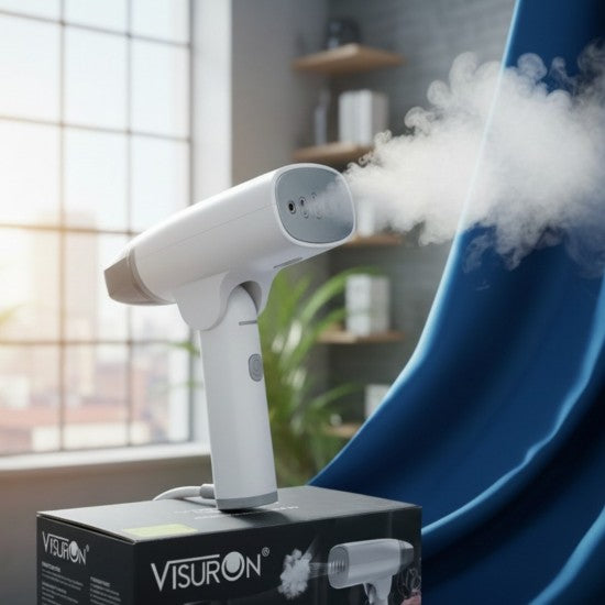 Fier de Călcat cu Abur Portabil VISURON 1500W, Încălzire Rapidă 30s, Pliabil, Compact – Ideal pentru Acasă și Călătorii