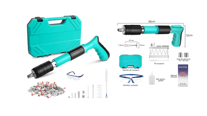 Pistol Manual de  Bătut Cuie în Beton și Metal, Accesorii și Cutie Transport + 50 Cuie Otel CADOU