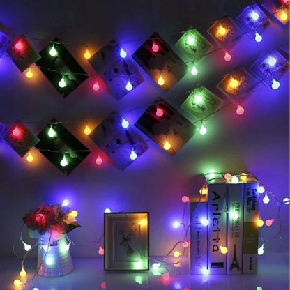 Ghirlanda Magica Luminoasa de exterior cu 50 LED-uri Multicolore, 8 functii si Panou Solar, lungime 6,7 m.