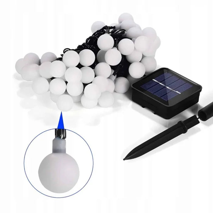 Ghirlanda Magica Luminoasa de exterior cu 50 LED-uri Multicolore, 8 functii si Panou Solar, lungime 6,7 m.