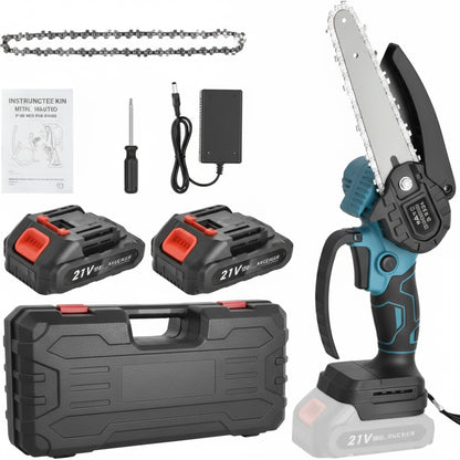 Mini fierastrau electric fara fir, cu lant 6 inch si 2 acumulatori 2000mah, 24V.