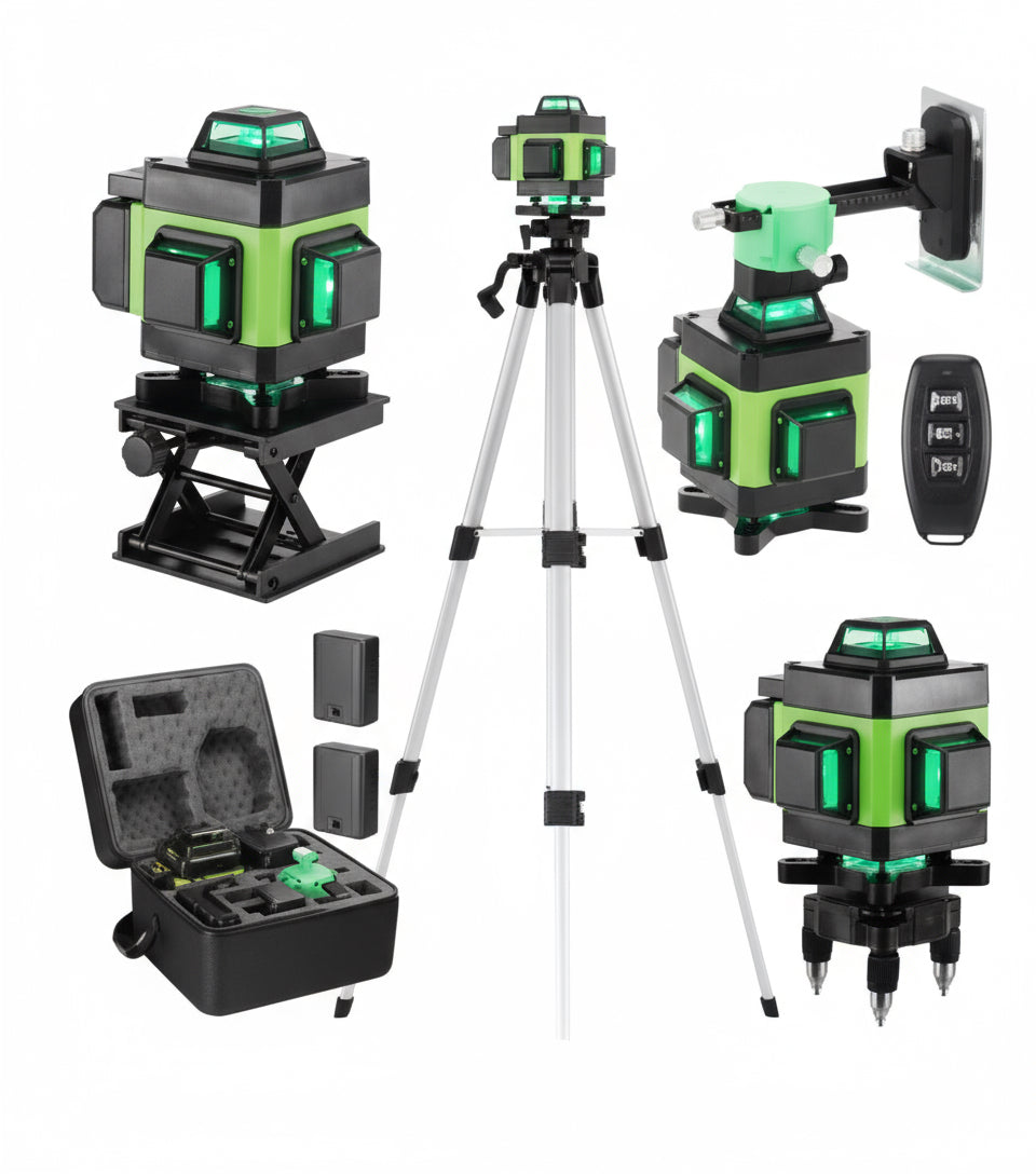 Nivela laser 4D cu 16 linii, autonivelare, telecomandă, lumina verde, platformă de ridicare, Trepied.