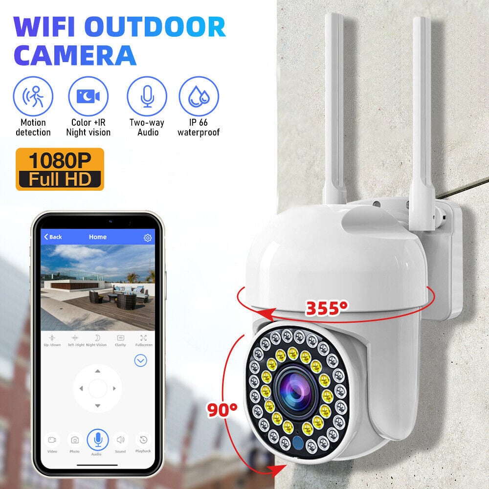 Pachet x 4 Camere Wifi de Exterior  + x4 Card 32 GB, Vizualizare Live pe Telefon, Night Vision, Senzor de Miscare.