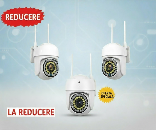 Pachet  x3  Camere Wifi de Exterior  , Vizualizare Live pe Telefon, Night Vision, Senzor de Miscare