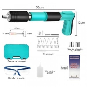 Pistol Manual de  Bătut Cuie în Beton și Metal, Accesorii și Cutie Transport + 50 Cuie Otel CADOU
