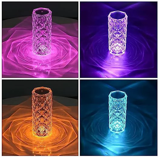 Set 2x Lampi LED - RGB cu Design Cristal, Telecomanda Inclusa, Control Tactil.