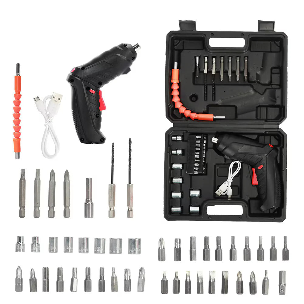 Set 48 Surubelnite Electrice Wireless, MorFansi, 3.6V/50W, Reincarcabile, Cu Cutie Depozitare Si Cablu De Incarcare USB, Negru.