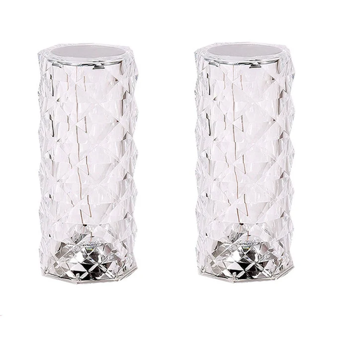 Set 2x Lampi LED - RGB cu Design Cristal, Telecomanda Inclusa, Control Tactil.