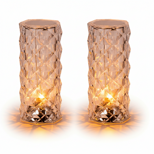 Set 2x Lampi LED - RGB cu Design Cristal, Telecomanda Inclusa, Control Tactil