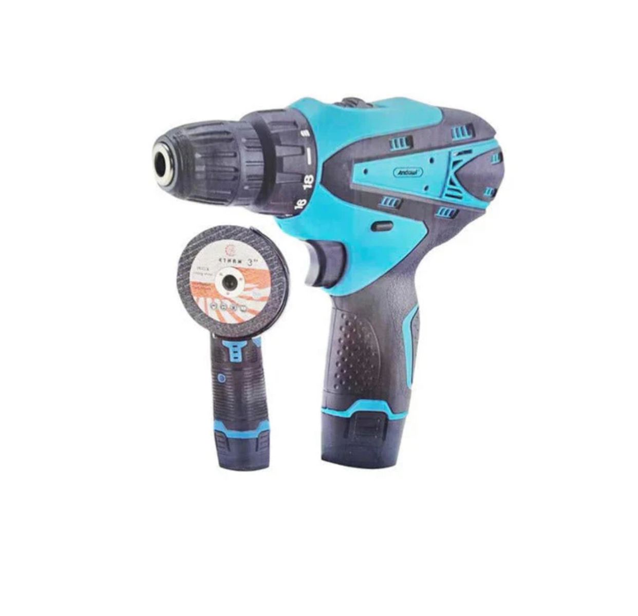 Trusă profesională 2 în 1: flex și bormașină 48V cu acumulatori și accesorii incluse..